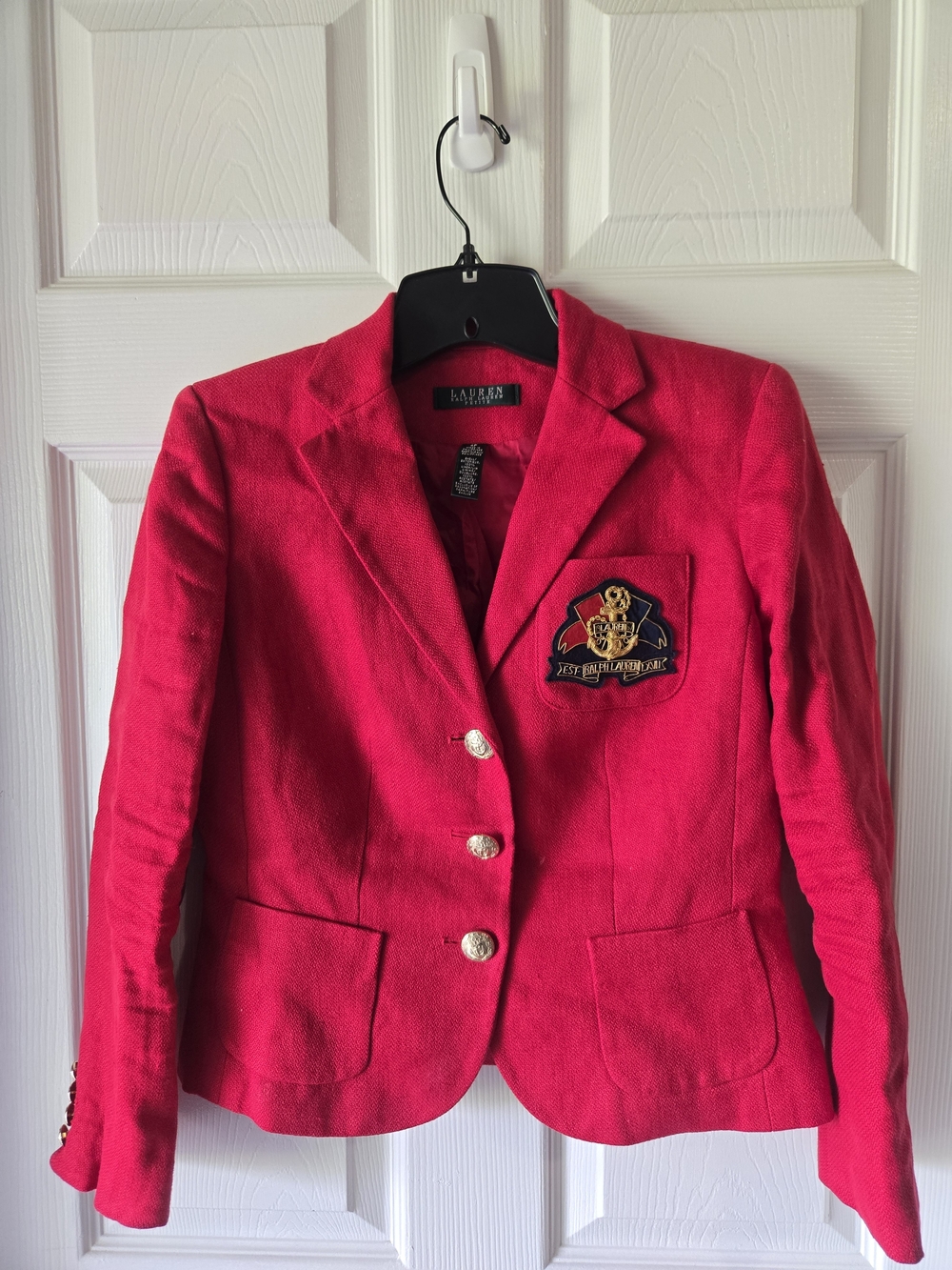 Petite Sz 4 Lauren Ralph Lauren Women's Red Blazer with Crest